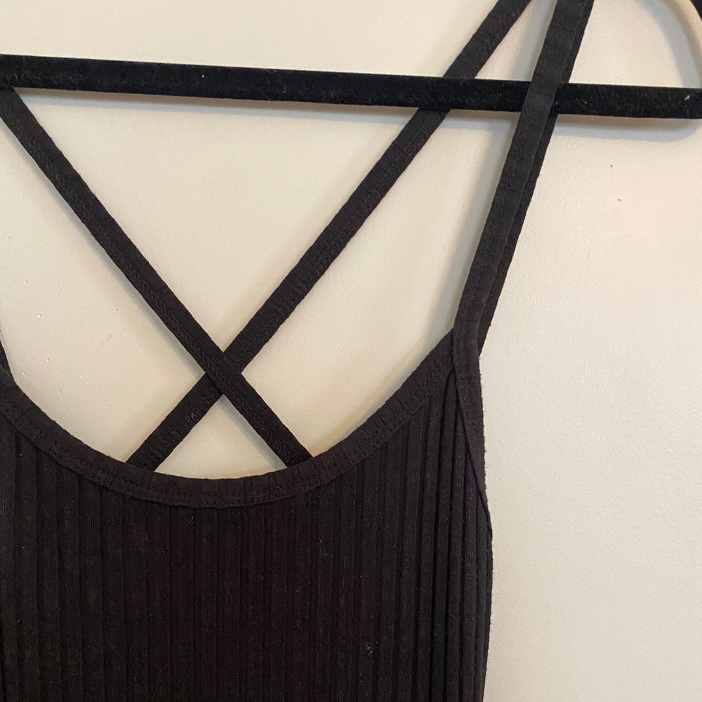 LNA Strappy Ribbed Casual Mini Dress LBD Black size Small - Picture 8 of 10